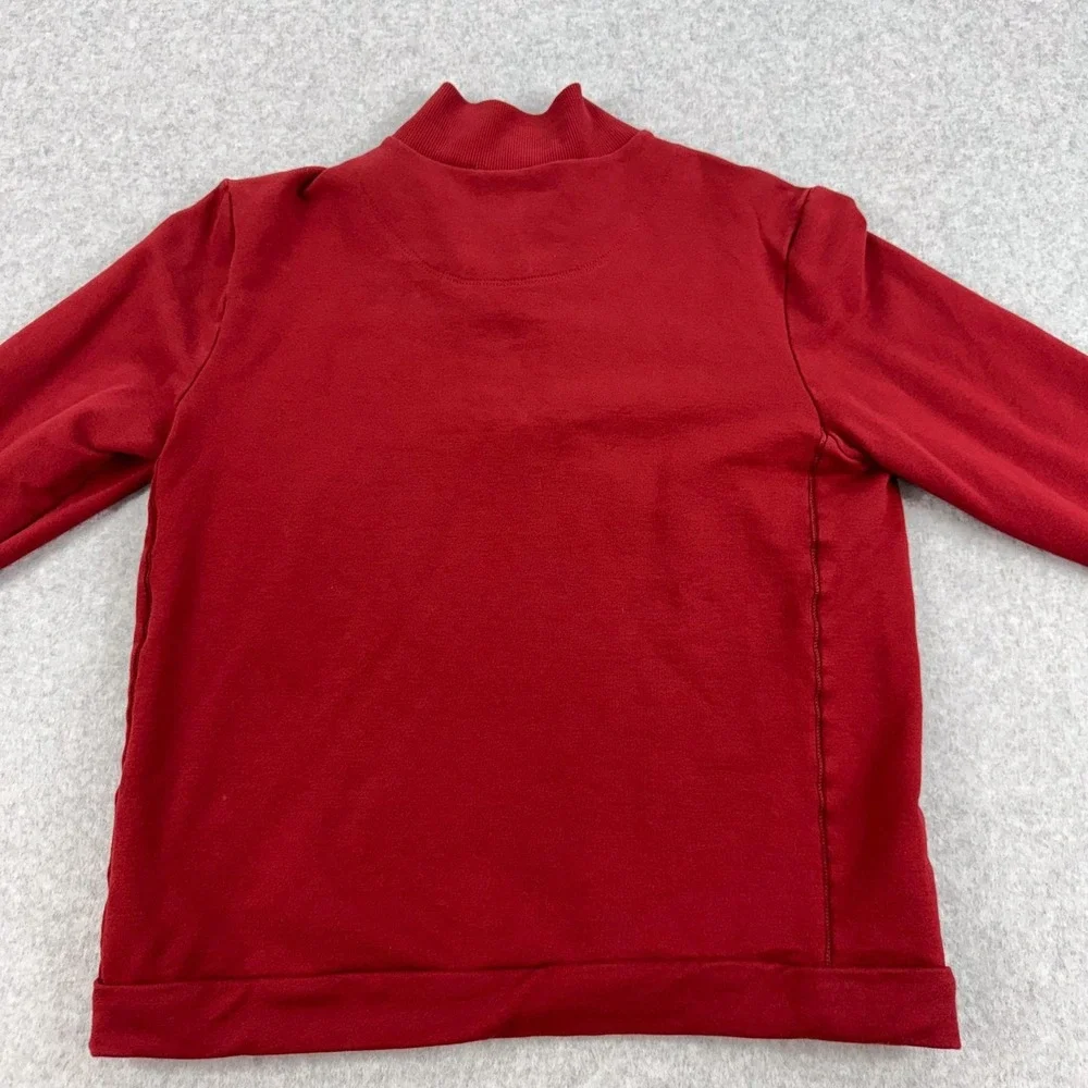 BOSS Hugo Boss Sweatshirt Mens Medium Red 1/4 Zip Mock Neck Pullover Jersey